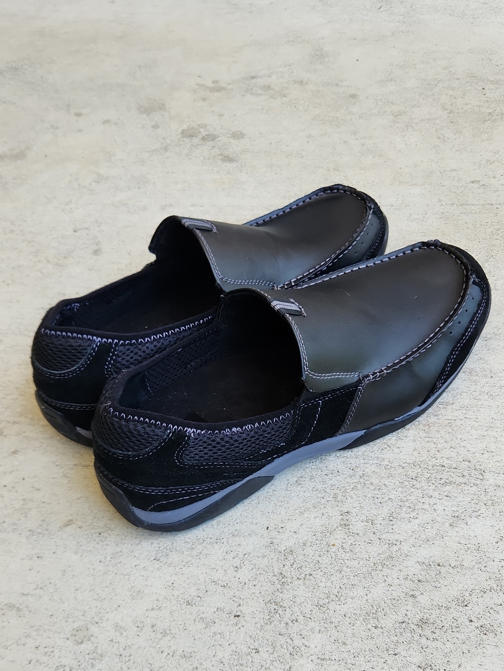 Vionic Eli Slip On Loafers Mens Black Leather Suede Orthaheel Technology size 11